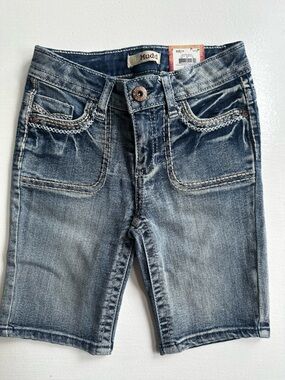 Mudd shorts for Girl.Size-8. Dark Blue Denim Shorts with Contrast Stitching